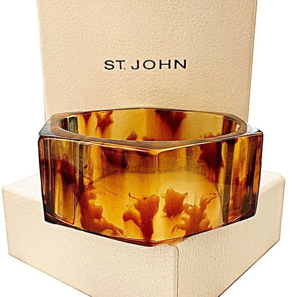 St. John Jewelry - St. John Collection Faux Tortoise Shell Hexagonal Lucite Bangle Bracelet